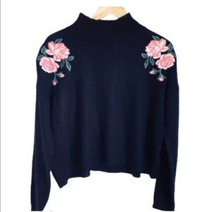 Moon and Madison embroidered crop sweater
